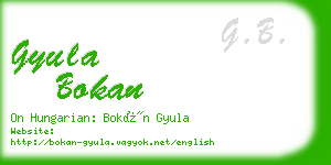 gyula bokan business card